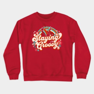 Staying Groovy 60s Vintage 70s Retro Saying Hippie Positive Crewneck Sweatshirt